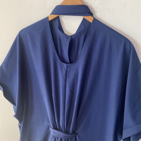 (A9) Alton Gray keyhole back Navy Blue shirtdress with pockets, Size 4 - Picture 8 of 14